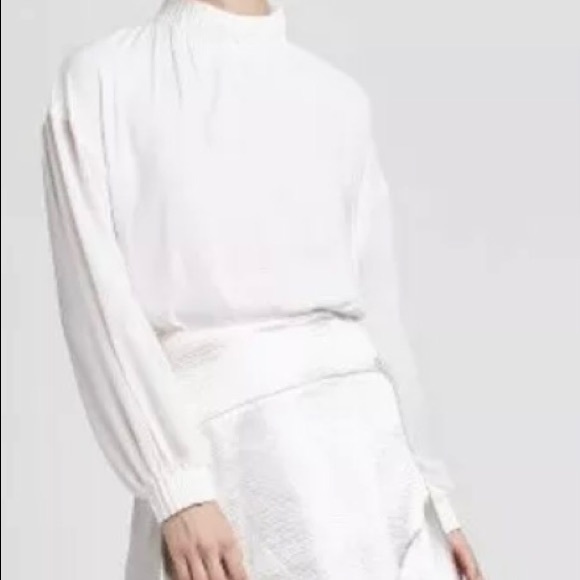 Prologue Tops - Gesso White Minimalist Chiffon Style Top Blouse